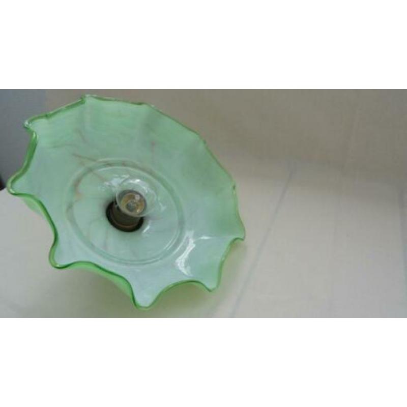 mooi oud groen/bruin glazen hanglamp