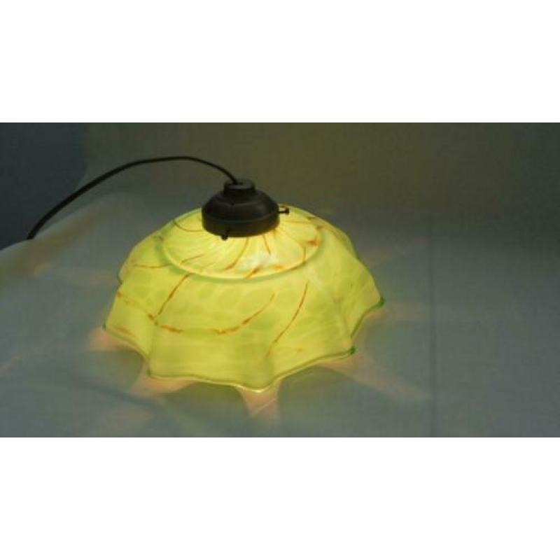 mooi oud groen/bruin glazen hanglamp
