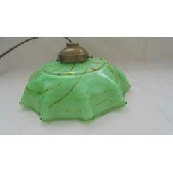 mooi oud groen/bruin glazen hanglamp