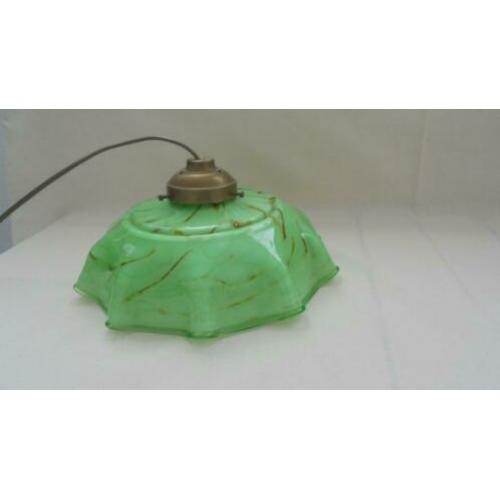 mooi oud groen/bruin glazen hanglamp