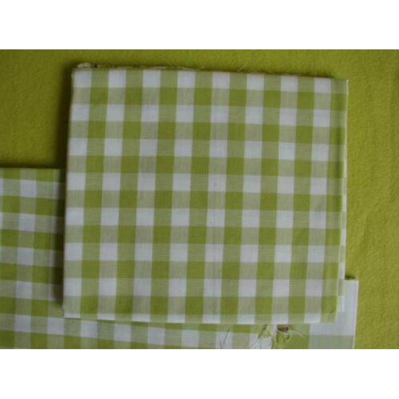 3x groen/wit geblokte katoenen lappen