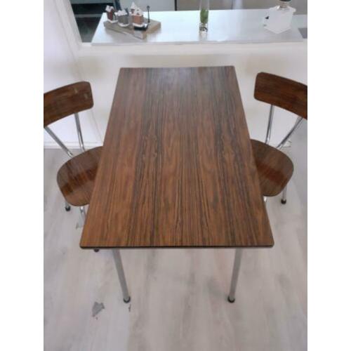 Eettafel + 2 stoelen retro eetset