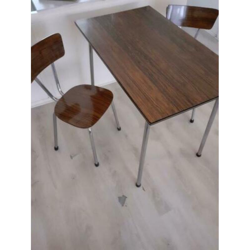 Eettafel + 2 stoelen retro eetset