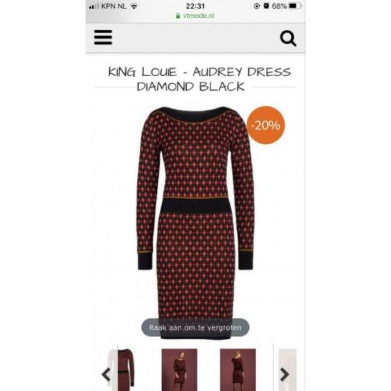 Mooie nieuwe jurk King Louie zwart Audrey dress diamond M
