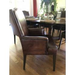 Bruine leren stoelen 6x