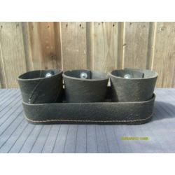 NIEUW - 25 % KORTING - rubber tray met 3 potten, industrieel