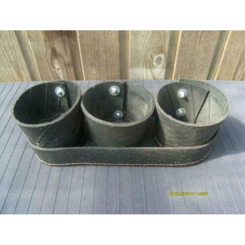 NIEUW - 25 % KORTING - rubber tray met 3 potten, industrieel