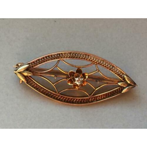 Antieke gouden broche Diamant
