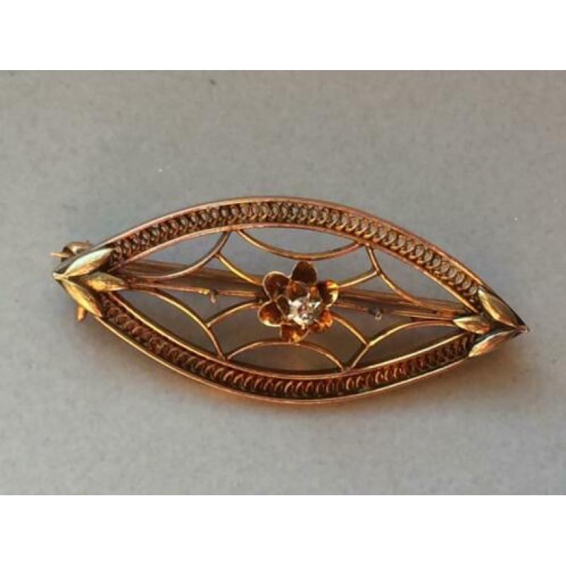 Antieke gouden broche Diamant