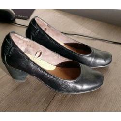 Schoenen, lage hak, zwart, maat 36, leer, hakken, pumps