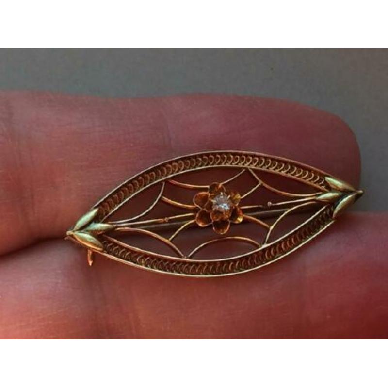 Antieke gouden broche Diamant