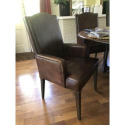 Bruine leren stoelen 6x