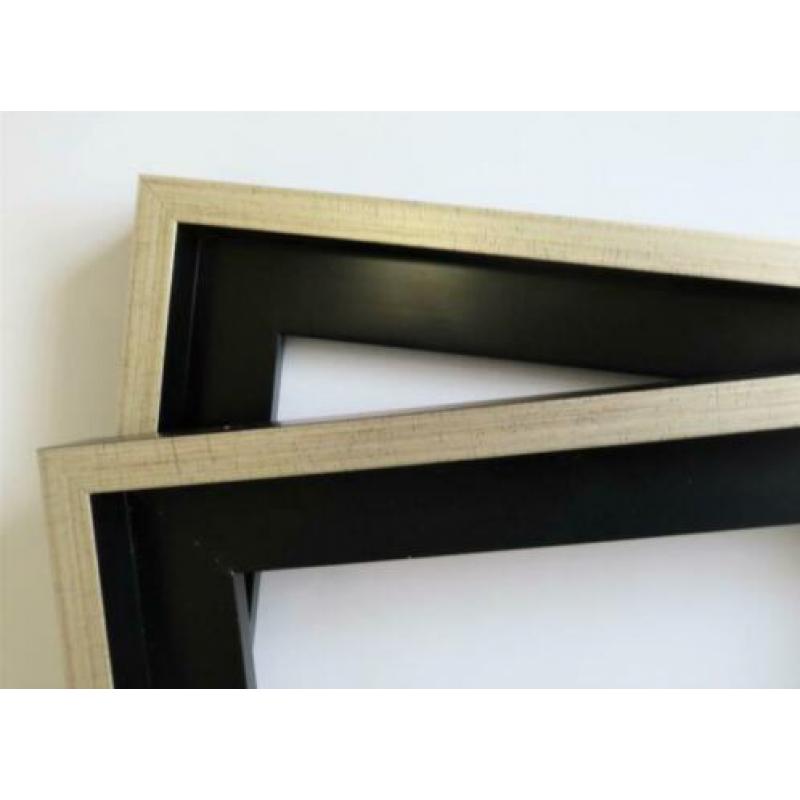 Baklijsten 18 mm zwart /zilver 40 x 50 cm Nieuwe lijsten.