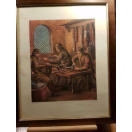 Litho de riemenmaker Gurtelmacher gesigneerd J. Lok.