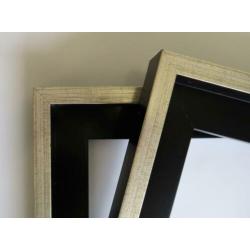 Baklijsten 18 mm zwart /zilver 40 x 50 cm Nieuwe lijsten.