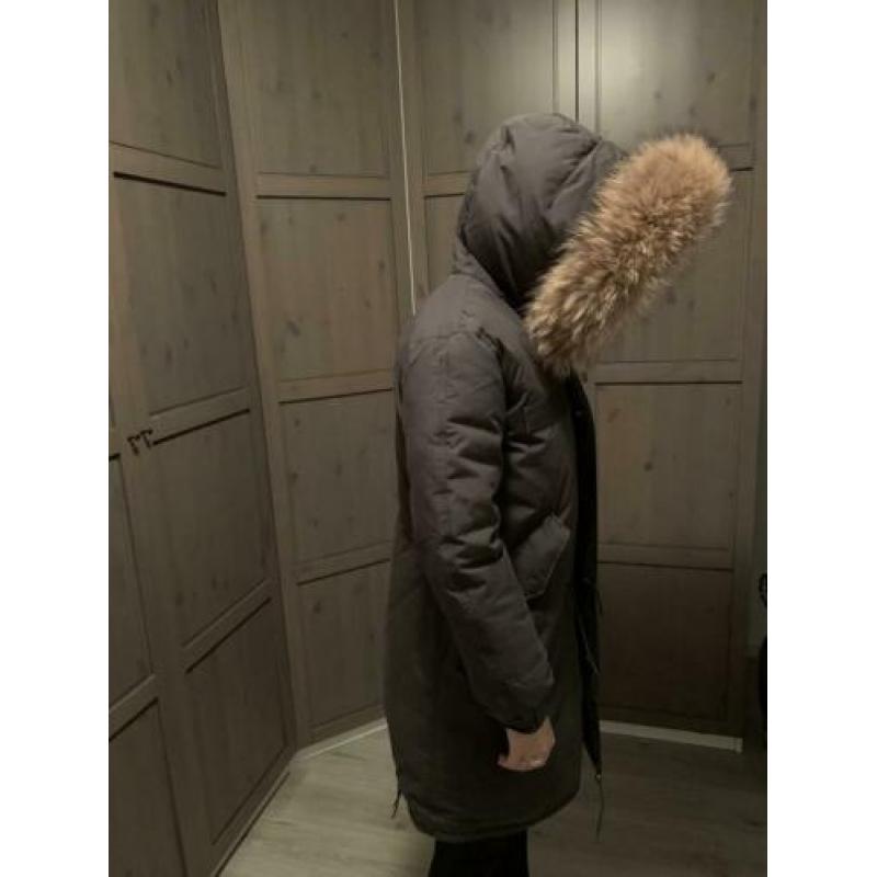 Airforce winterjas met bontkraag