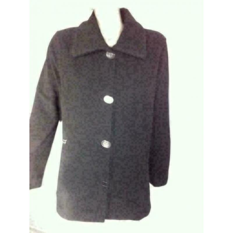 Z384 MELVIN M.L.V. zwart wollen winterjas jas Maat 40=M