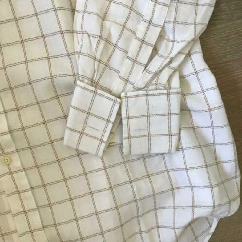 Pink, Herringbone Twill, wit, ruit, katoenen, overhemd, 42