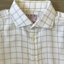Pink, Herringbone Twill, wit, ruit, katoenen, overhemd, 42