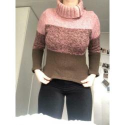 Vintage trui roze met bruin