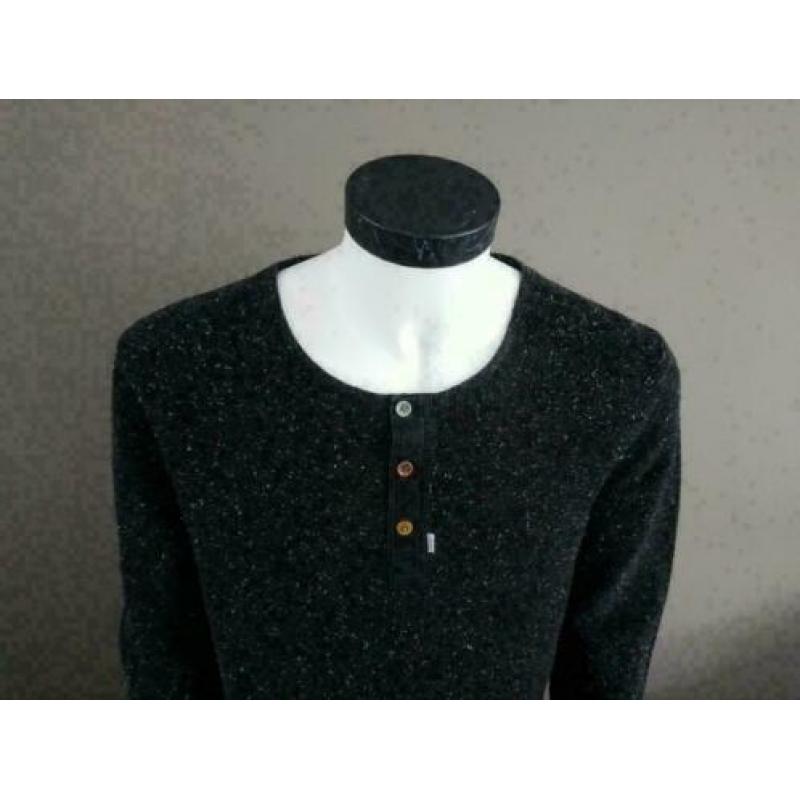Scotch and Soda trui met knopen extra lang. Zwart Wit. L.