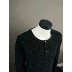 Scotch and Soda trui met knopen extra lang. Zwart Wit. L.