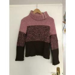Vintage trui roze met bruin