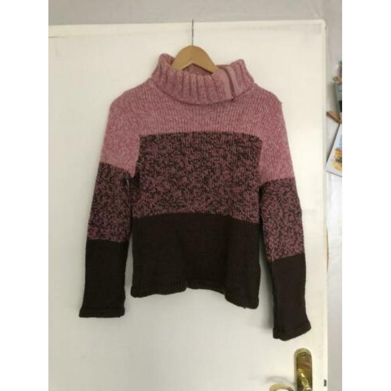 Vintage trui roze met bruin