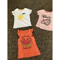 3 vrolijke t-shirts, mt 98/104