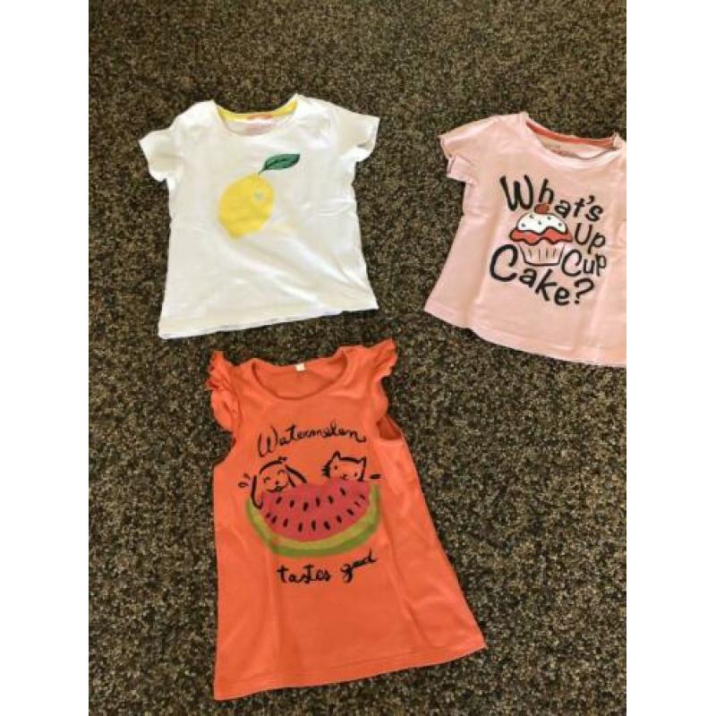 3 vrolijke t-shirts, mt 98/104