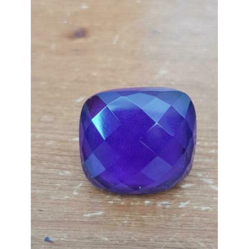 Zilveren ring Paarse geslepen steen Maat 17 3/4
