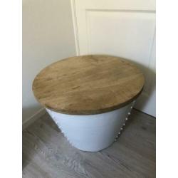 Stoere ronde salontafel / wit / bowl salontafel idee