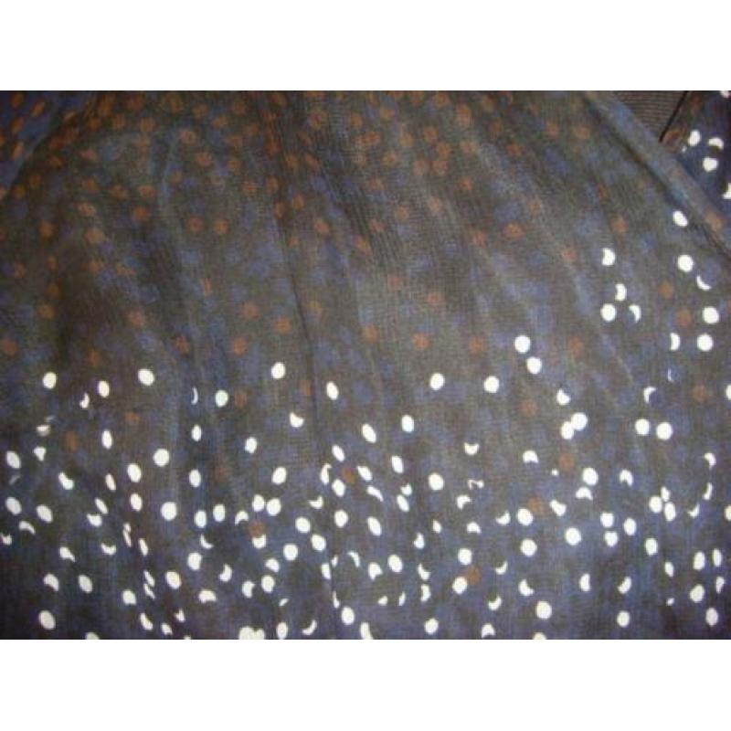 NIEUW Summum zijden jurk blauw bruin witte polkadots maat 42