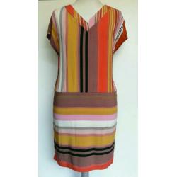 Coster Copenhagen Kaftan jurk M 38 Streep Oranje Oker