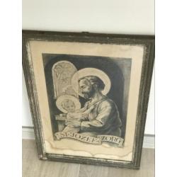 St-Josef zorg tekening prent 1902 religie 53x36 cm