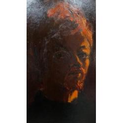 Hans Kitslaar (1944) zelfportret op doek.