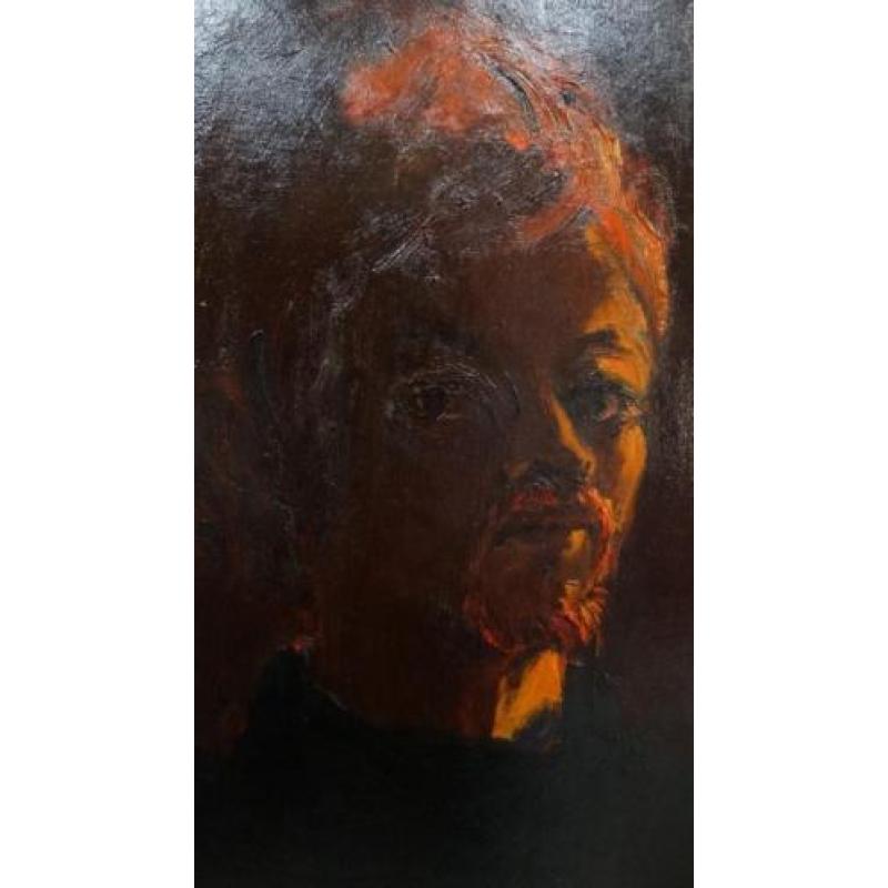 Hans Kitslaar (1944) zelfportret op doek.