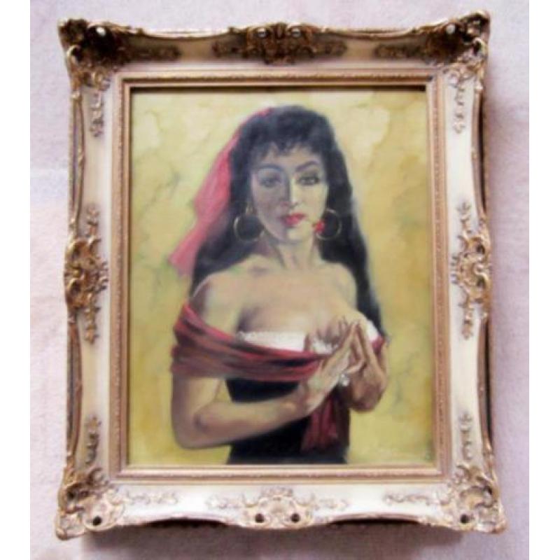 =1950/60=== RETRO====vrouwenportret==GESIGNEERD===