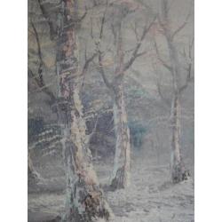 Winterlandschap schilderij. (mooie winterse kleuren)