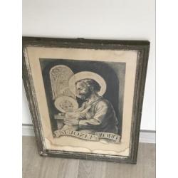 St-Josef zorg tekening prent 1902 religie 53x36 cm