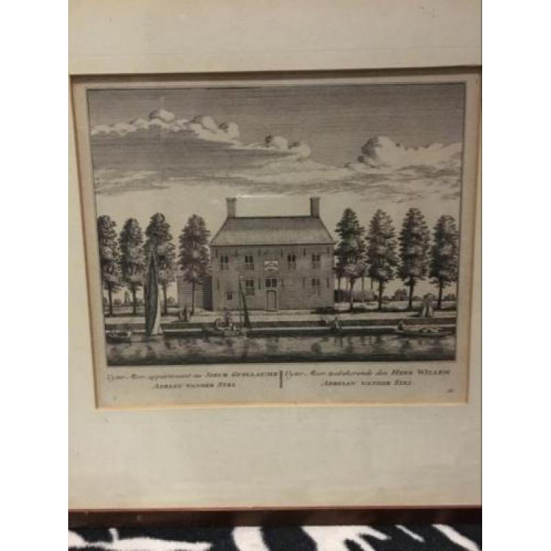 4 ingelijste pentekeningen uit 1732 (Rhijnlands)