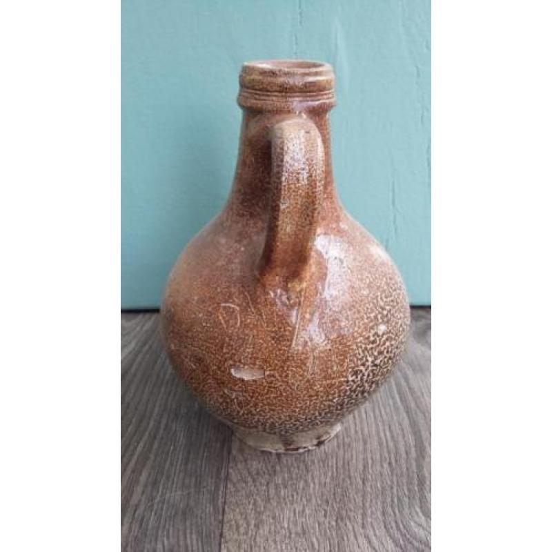 bodemvondst duitse kruik steengoed baardman restuareerd 18cm
