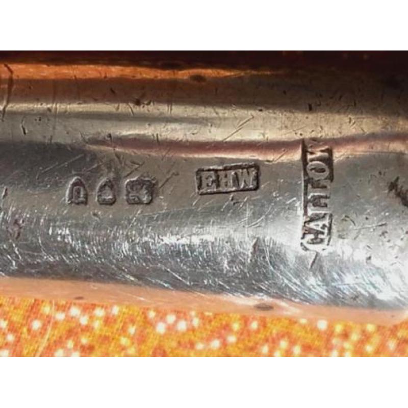 Mooie originele antieke Engelse zweep met gewei en zilver.