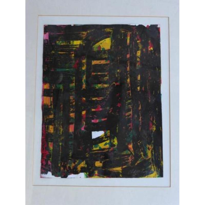 Erik Oldenhof, een gouache, Abstract, 1986