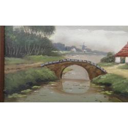 Leuk Plattelandsgezicht met een brug en boerderij