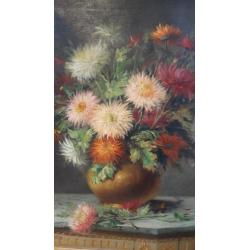 Groot bloemenschilderij van George Duval 1875-1960