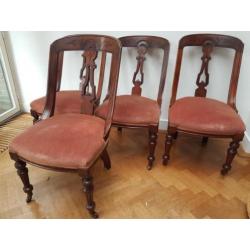 1870 Engelse mahonie stoelen, set van 4, zitten heerlijk