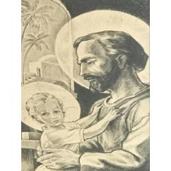 St-Josef zorg tekening prent 1902 religie 53x36 cm