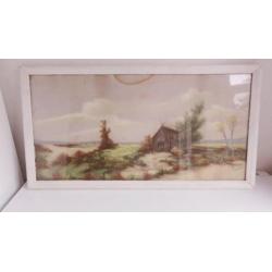 Schilderij, heidelandschap, oud