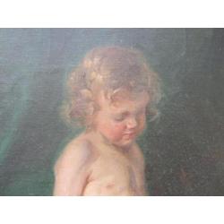 ==vrouwelijk naakt met naakt jongetje==ca 1920 == GESIGNEERD